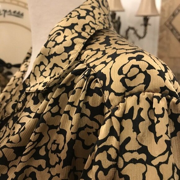 VTG Heritage Road Blouse BUST 47" GOLD AND BLACK PLUS SIZE Shirt  B1 - Picture 5 of 5